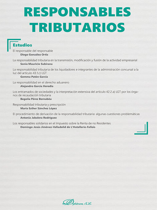 Title details for Responsables tributarios. Monográfico Nueva Fiscalidad 2021. by VV.AA. - Available